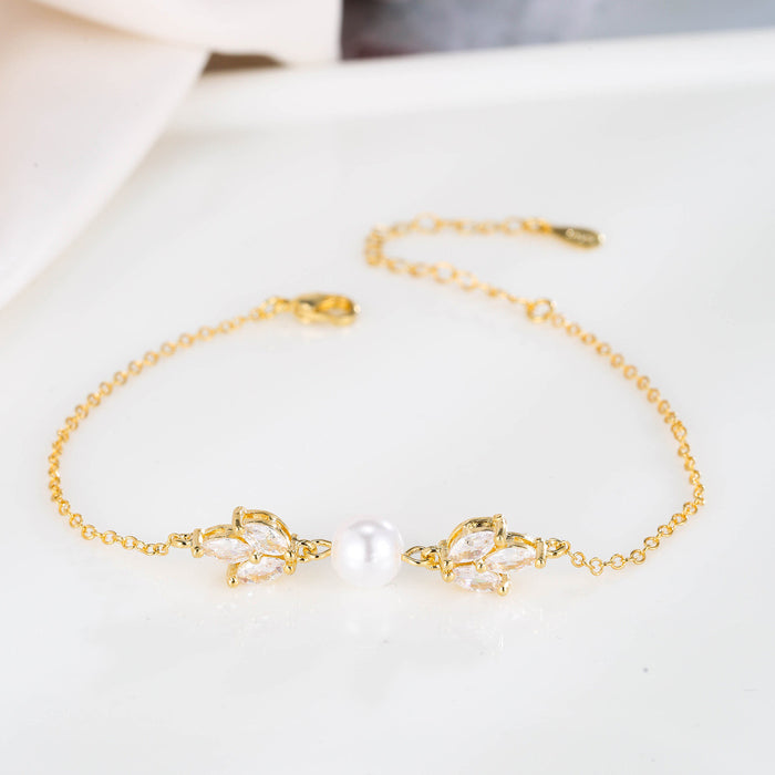 Wholesale jewelry pearl zircon bracelet women copper MOQ≥2 JDC-BT-XiX001