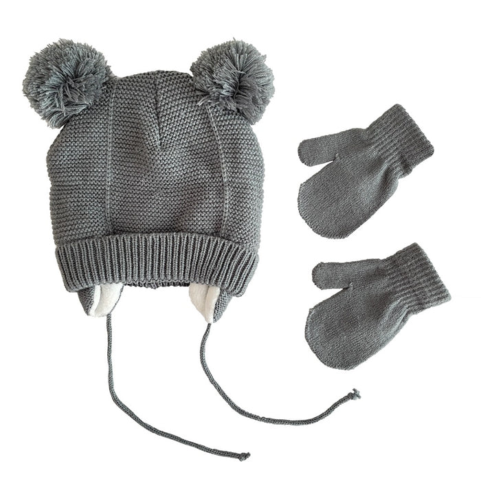 Guantes al por mayor lana más terciopelo Protección de oídos para niños lindo Sombrero tejido de 2 piezas MOQ≥2 JDC-GS-Junc004