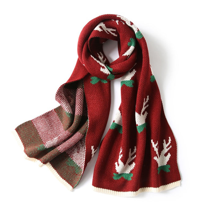 Wholesale Scarf Imitation Cashmere Winter Warm Thick Red Christmas JDC-SF-Meic001