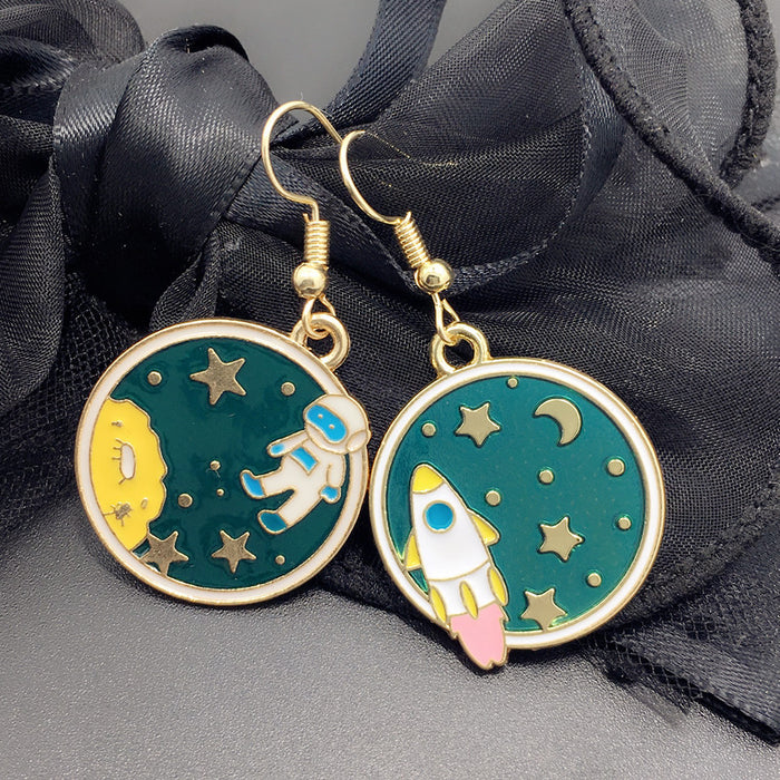Wholesale Earrings Alloy Ceramic Spaceman Earrings MOQ≥2 JDC-ES-Yihan011