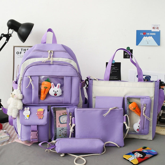 Wholesale Backpack Canvas Cute Lightweight Large Capacity 4 Piece Set JDC-BP-Tongyi001
