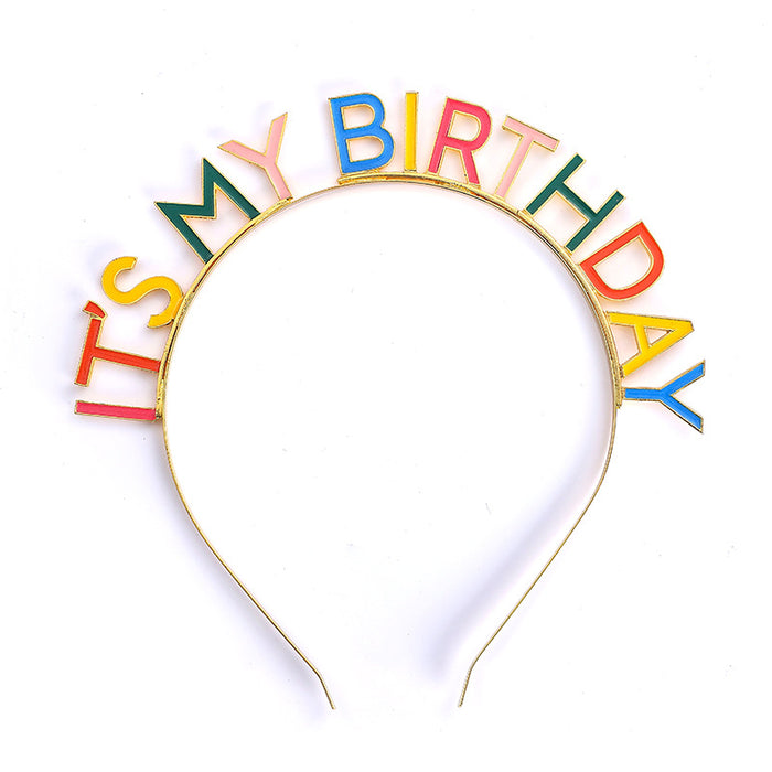 Wholesale Headband Alloy IT'S MY BIRTHDAY Party Rainbow Birthday JDC-HD-ShangB002