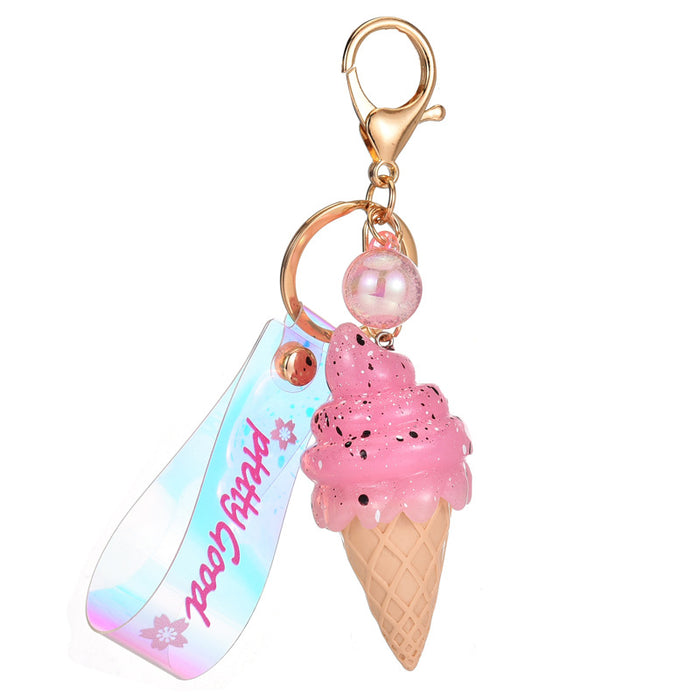 Wholesale Keychains Resin Cute Ice Cream With Lights JDC-KC-WAN036