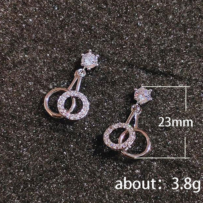 Pendientes al por mayor Diamante de cobre Doble Hoop Moq≥2 JDC-ES-PremCaos006
