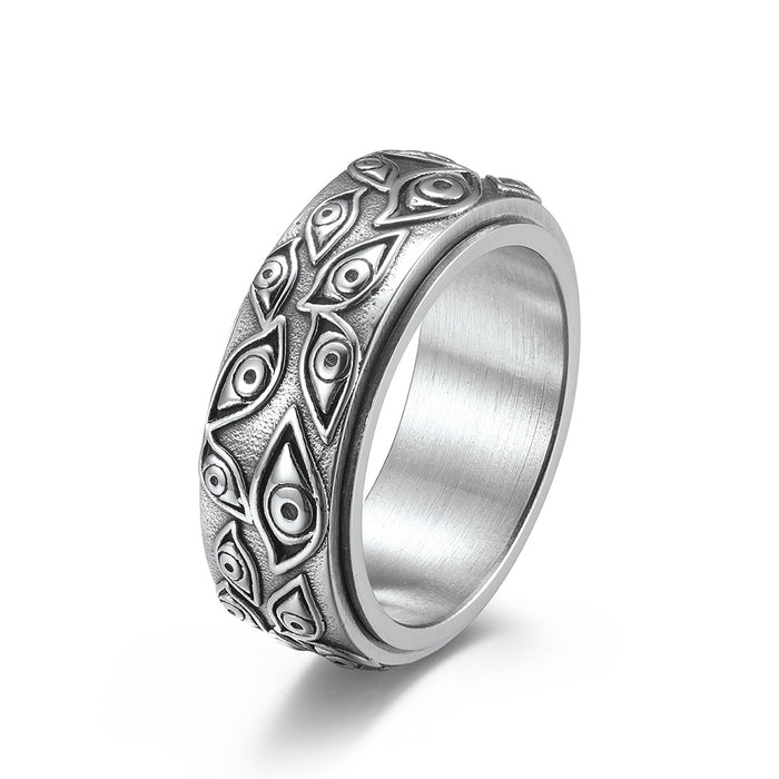 Anillo al por mayor del anillo al por mayor God's Eye acero inoxidable de acero rotativo de acero titanio de titanio JDC-RS-Premqianf008