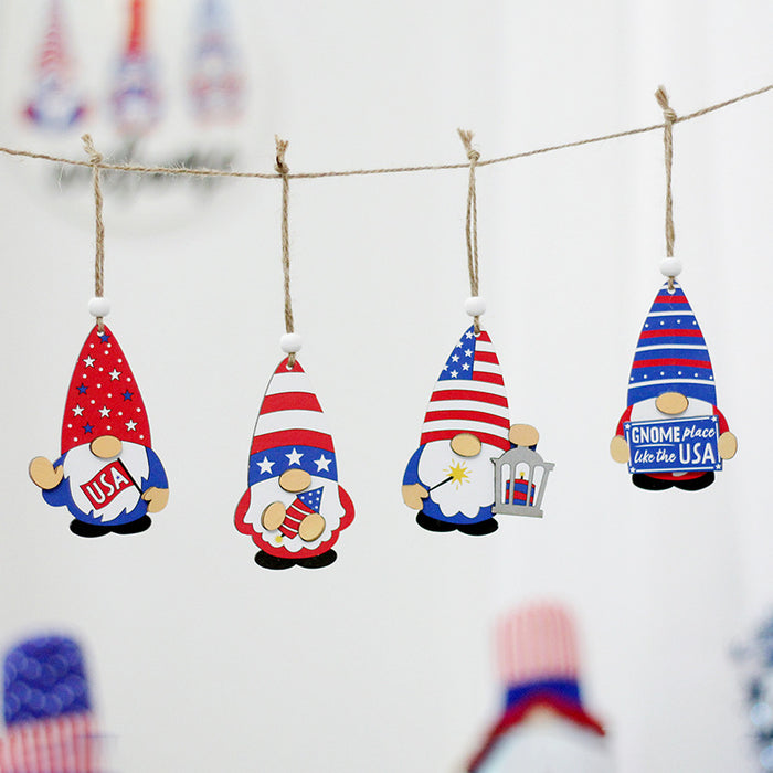 Wholesale 4th of July Independence Day Wooden Ornaments Faceless Old Man MOQ≥2 JDC-OS-SY006