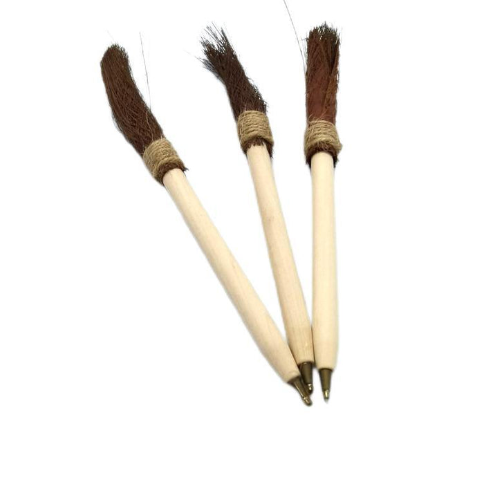 Wholesale Ballpoint Pen Bamboo Wood Halloween Witch Broom Ballpoint Pen MOQ≥2 JDC-BP-XYJ001