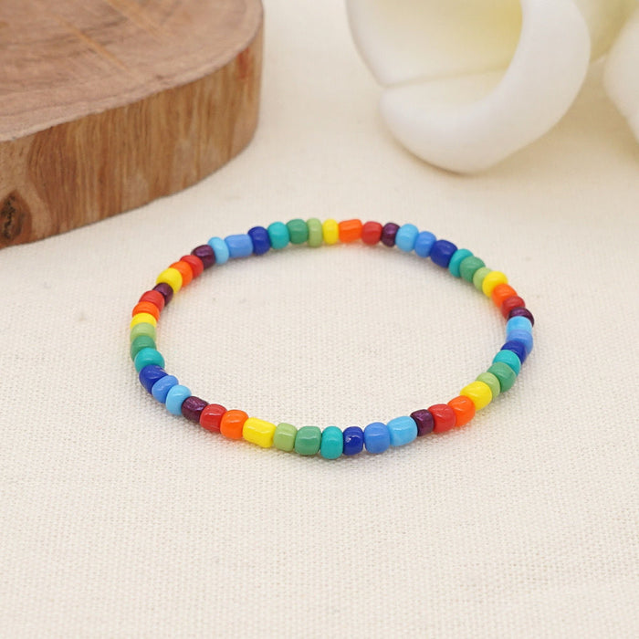 Beads de arroz de vidrio arcoiris al por mayor Boho Bracelet JDC-BT-KUANGD002