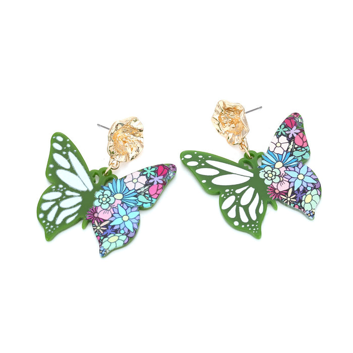 Pendientes de mariposa acrílicos coloridos al por mayor JDC-ES-Many042