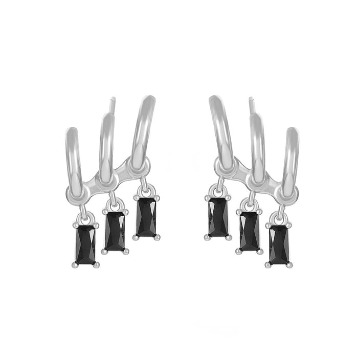 Wholesale Earrings Alloy Black Square Diamond Tassels JDC-ES-A549