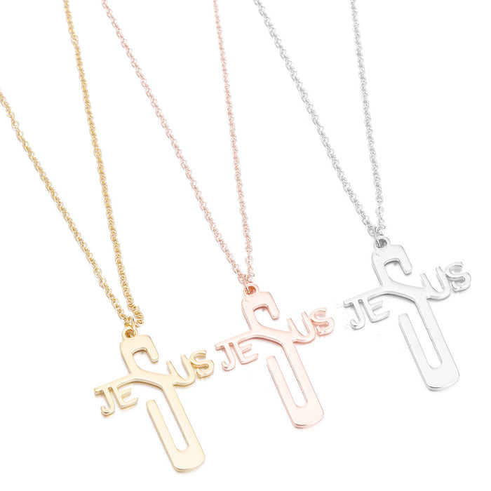Wholesale necklace niche design sense advanced geometric simple cross pendant JDC-NE-SS012