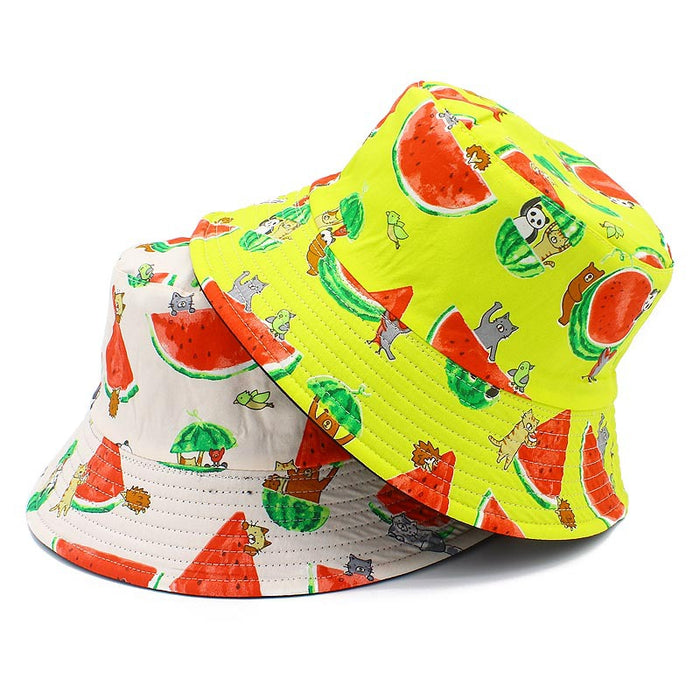 Wholesale Hat Cotton Watermelon Pattern Sunscreen Bucket Hat MOQ≥2 JDC-FH-RHeng007