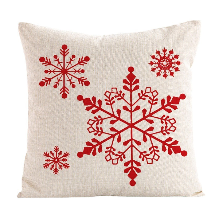Wholesale Pillowcase Linen Red Christmas Snowflake MOQ≥2 JDC-PW-Dongmao004