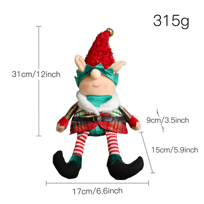 Wholesale Ornaments Cloth Christmas Elf Long Legged Doll MOQ≥2 JDC-OS-QuY008