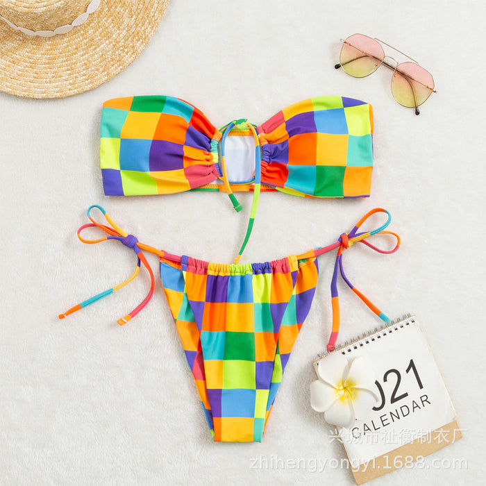 Candy Color al por mayor cuadro Poliéster sexy bikini bikini swimwear jdc-sw-zhiheng004