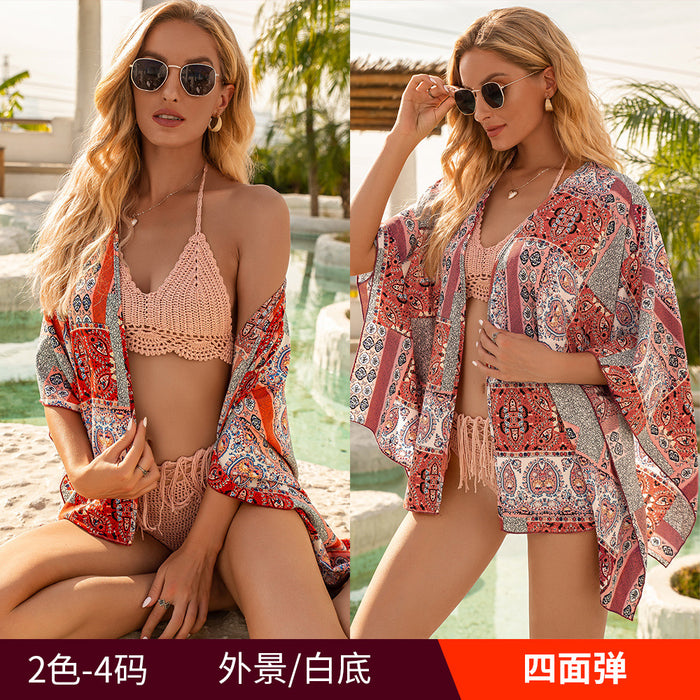 Wholesale short beach smock sun shade kimono cardigan JDC-SW-Ybl001