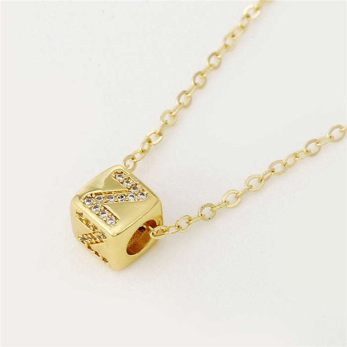 Wholesale 26 Letter Zircon Dice Crystal Necklace JDC-NE-ZhuJ011