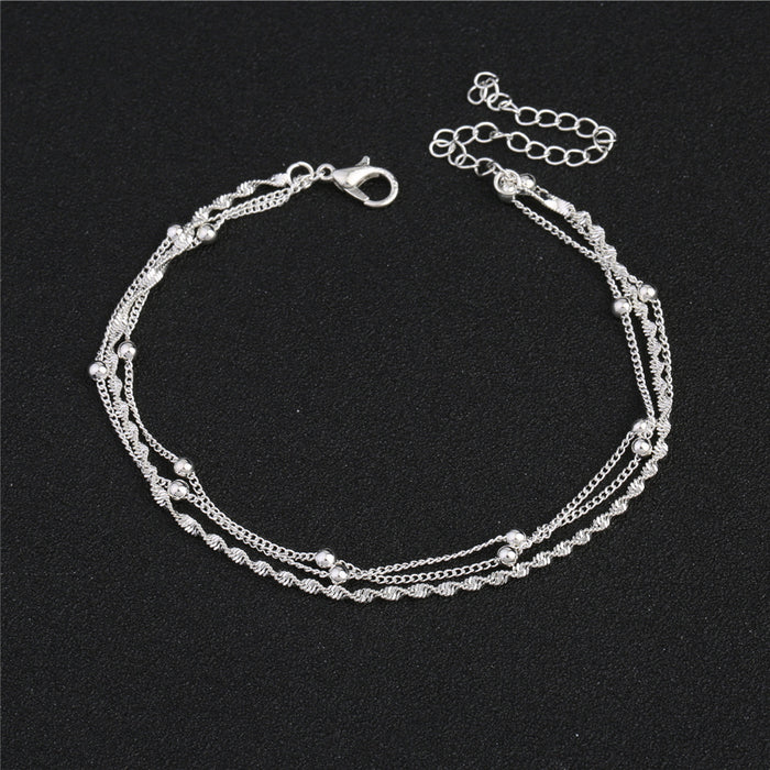 Wholesale Anklets Alloy Multilayer Chain Beads MOQ≥2 JDC-AS-CongX001