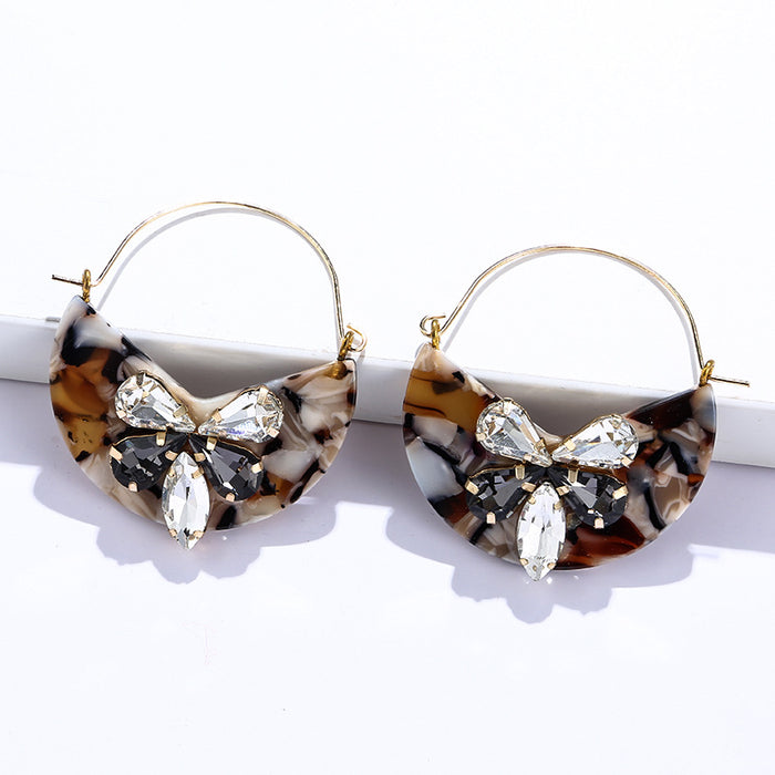 Wholesale Earrings Plate Crystal Gravel Round MOQ≥2 JDC-ES-yefen005