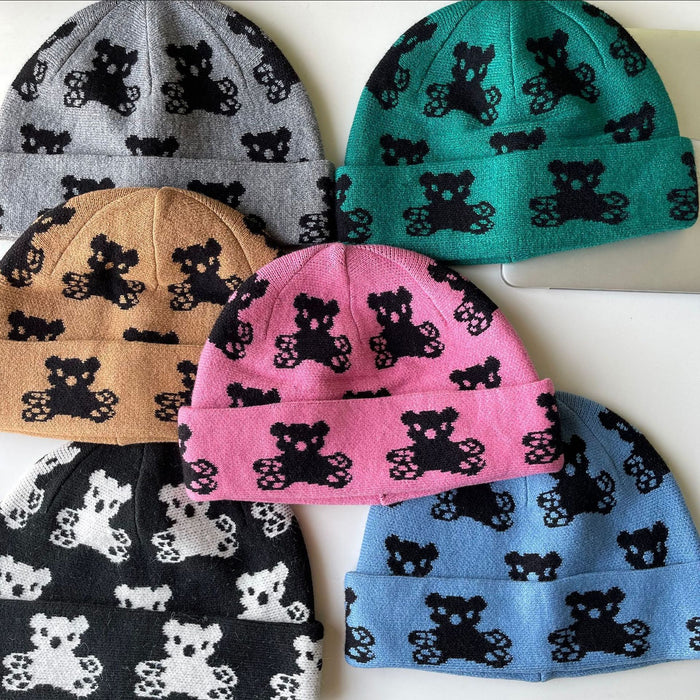 Hat de sombrero al por mayor lana linda patrón de oso tejido de invierno Moq≥2 jdc-fh-jier030