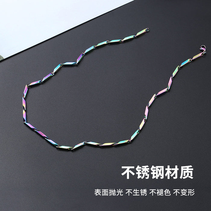 Jewelry WholesaleWholesale colorful vacuum -plated melon seed chain stainless steel necklace MOQ≥5 JDC-NE-pengshi001 Necklaces 鹏仕 %variant_option1% %variant_option2% %variant_option3%  Factory Price JoyasDeChina Joyas De China