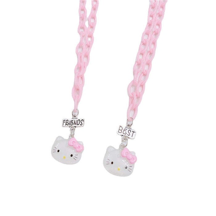 Wholesale Necklace Resin Cute Cartoon Pink Cat Pendant JDC-NE-Wenhua004