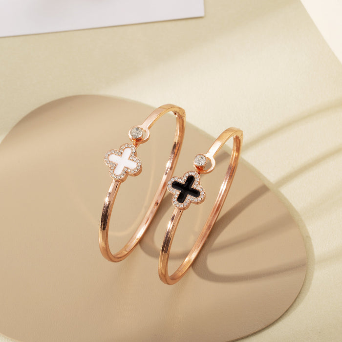 Wholesale Four-Leef clover Bracelet clover geometric bracelet female cute little fresh diamond JDC-BT-ZhiO006
