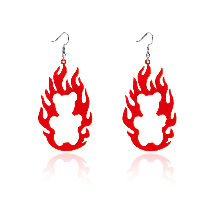 Wholesale acrylic openwork flame earrings MOQ≥2 JDC-ES-qiuse005