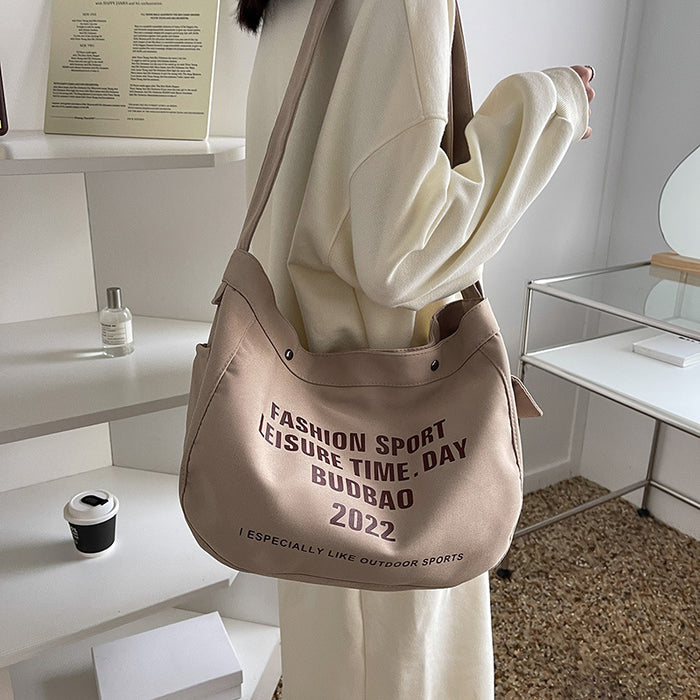 Wholesale Shoulder Bag Canvas Large Capacity Printed Letters Casual Diagonal Span JDC-SD-Zhibei009