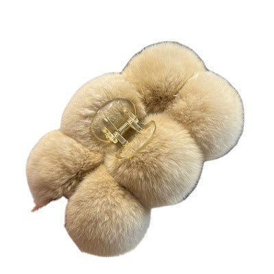 Wholesale Hair Clips Rabbit Fur Ball Large Plush MOQ≥2 JDC-HC-JIAOL001