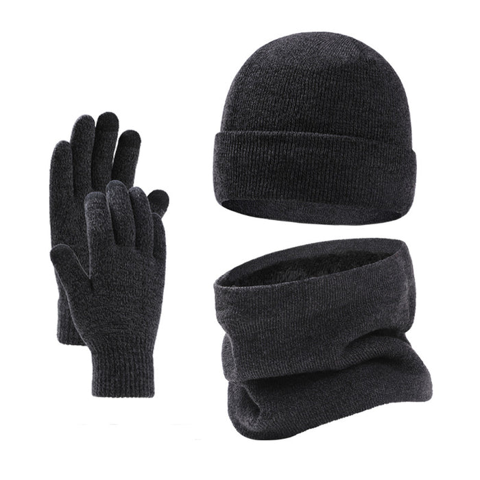 Wholesale Hat Cotton Acrylic Warm Knit Scarf Gloves 3 Sets MOQ≥2 JDC-FH-TZ004