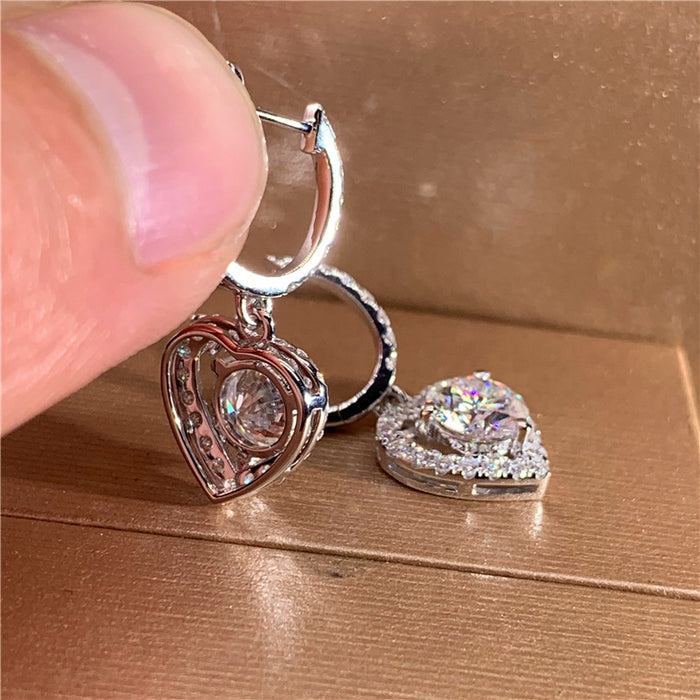 Wholesale Heart Shaped Zircon Copper Earrings MOQ≥2 JDC-ES-CaoS033
