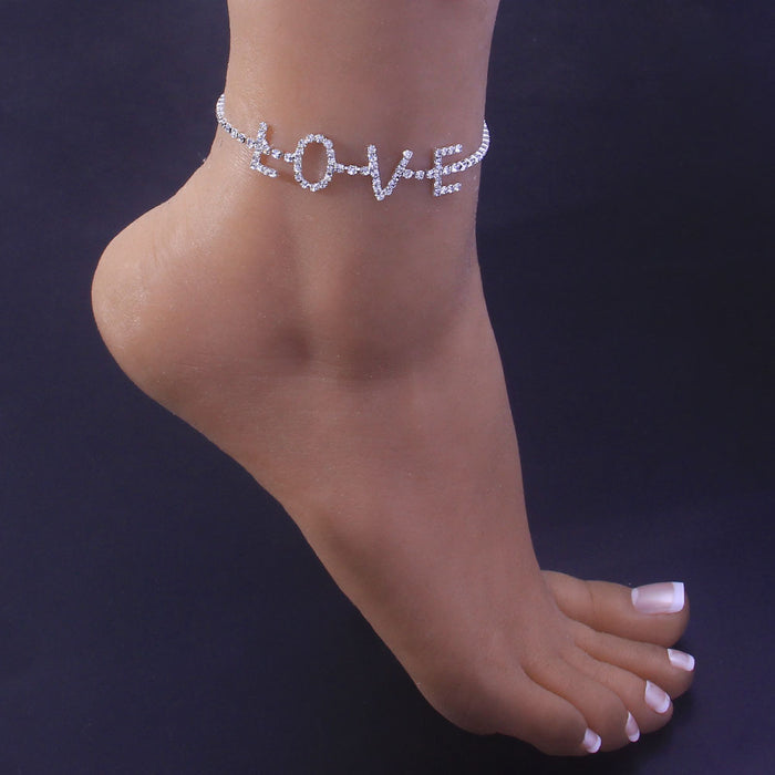 Wholesale Personalized Letter Rhinestone Anklet JDC-AS-XinS031