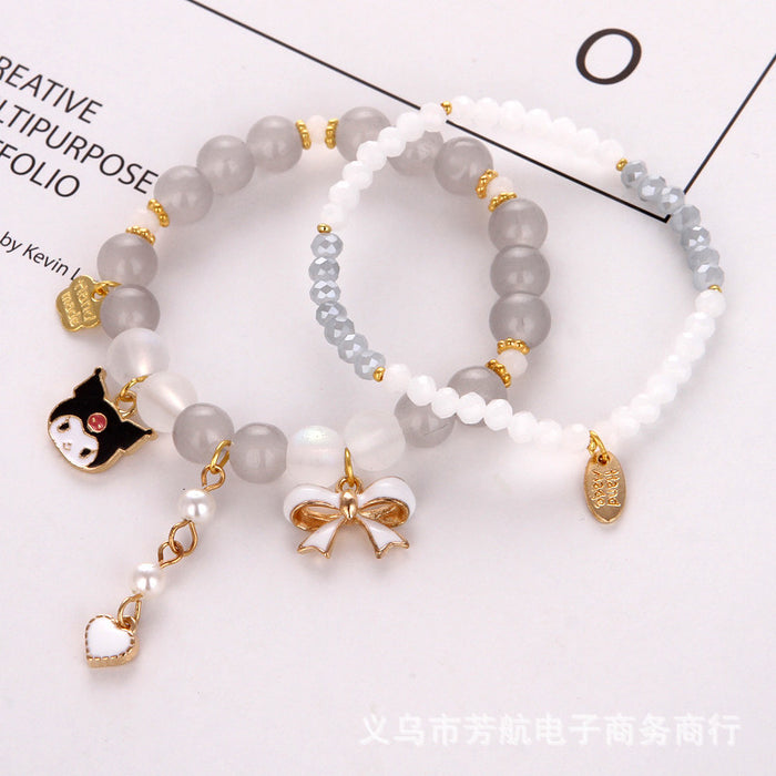 Wholesale Bow Pendant Crystal Beaded Girlfriends Bracelet MOQ≥5 JDC-BT-FenH001