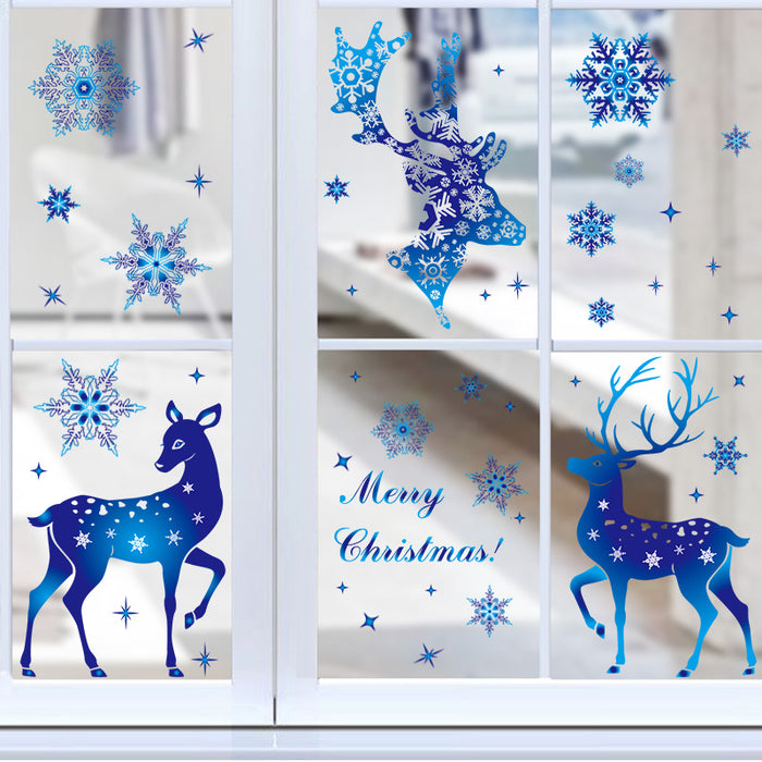 Pegatina de nieve decorativa al por mayor Pegatina de vidrio Decoración de ventana Blue Snowflake MOQ≥2 JDC-DCN-BOC002