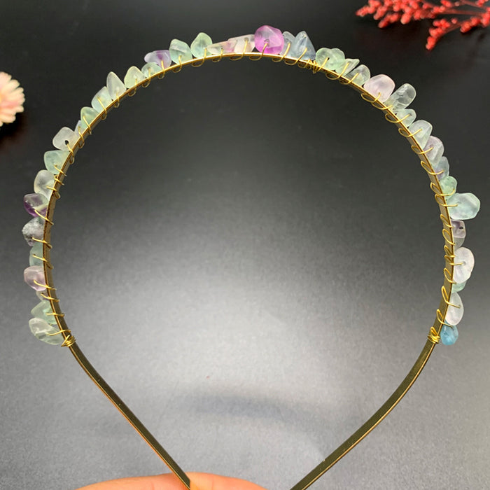 Wholesale Natural Crystal Gravel Crown Headband JDC-HD-ZHIY002