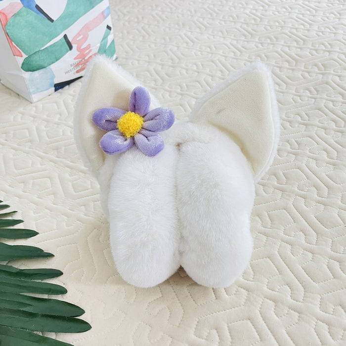Wholesale Earmuff Rabbit Fur Winter Warm Winter Folding Cute Flowers MOQ≥2 JDC-EF-JunC007