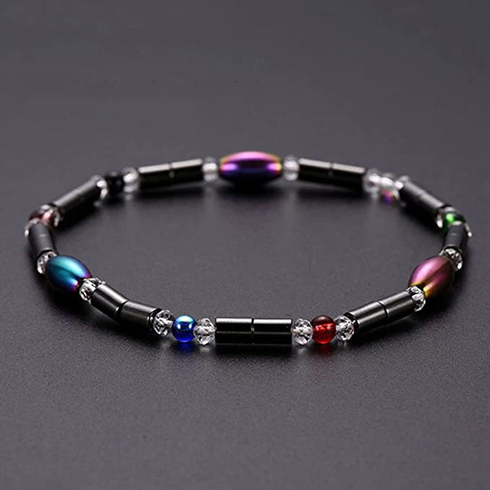 Wholesale Anklet Black Gallstone Colorful Oval Hand Beaded MOQ≥2 JDC-AS-DNS001