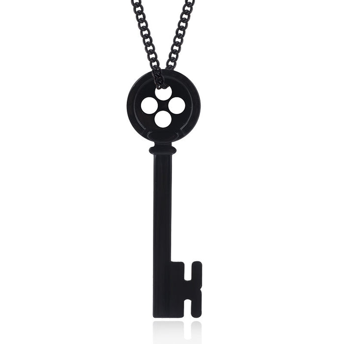 Wholesale Necklace Metal Cartoon Black Key Pendant Dragonfly Hairpin Set JDC-NE-YouM009
