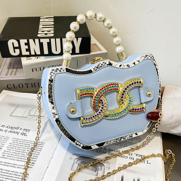 Wholesale Shoulder Bag Without Liner Pearl Portable Rhinestone Bag with Chain (F) JDC-SD-Suok007
