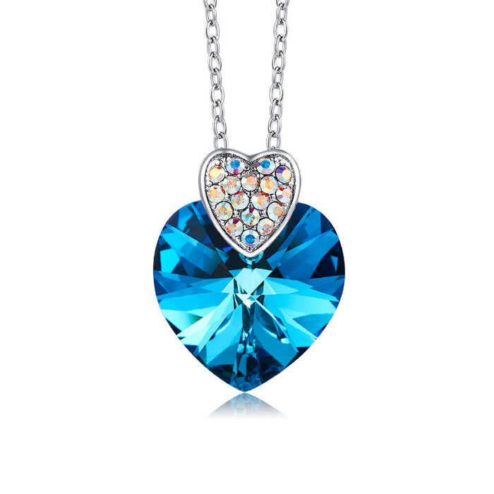 Wholesale Heart Necklace Women Fashion Blu-ray Crystal Love JDC-NE-XunO053