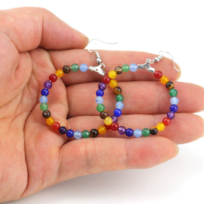 Wholesale earrings alloy bohemian hand made winding jade beads MOQ≥2 JDC-ES-HXu006