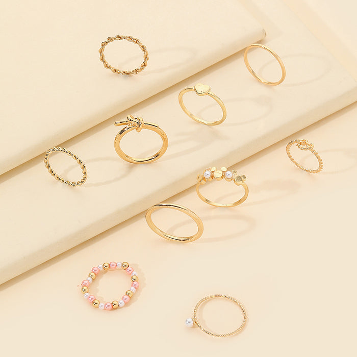 Wholesale Set Ring Imitation Pearl 10 Piece Ring Jewelry JDC-RS-ZhuJ002