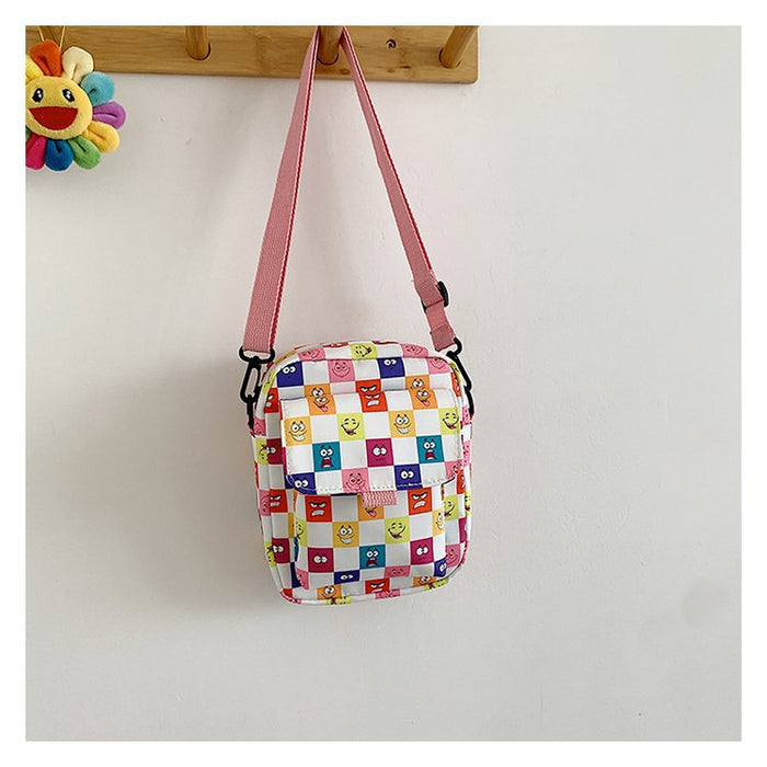 Wholesale Shoulder Canvas Bag Cute Student Plaid Colorblocking JDC-SD-KR057