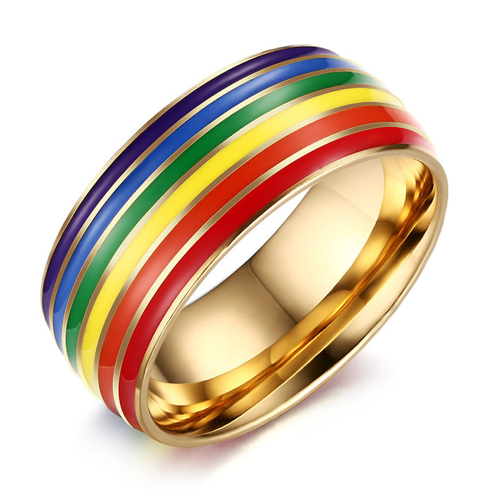 Wholesale Rainbow Zhi Tao LGBT homosexual ring JDC-RS-GuangG001