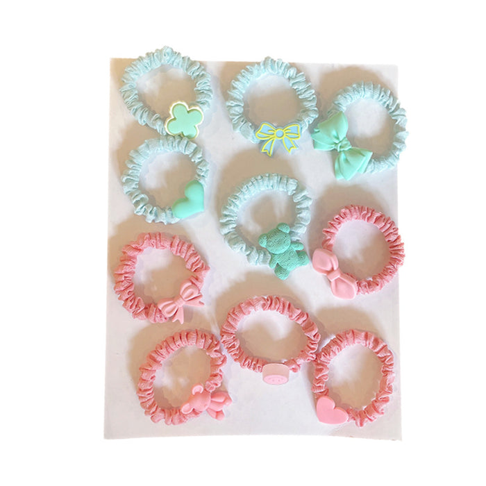 Wholesale Kids Rubber Band Acrylic Candy Color Cloth Hair Scrunchies Set JDC-HS-XiY012