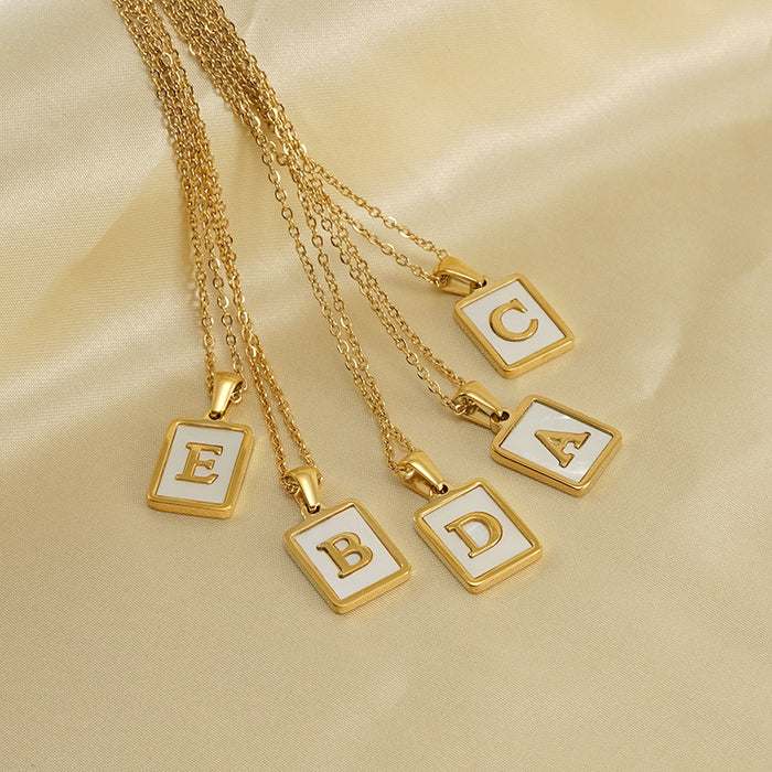 Wholesale Necklaces Titanium Steel Letter Square MOQ≥2 JDC-NE-ZhongY010