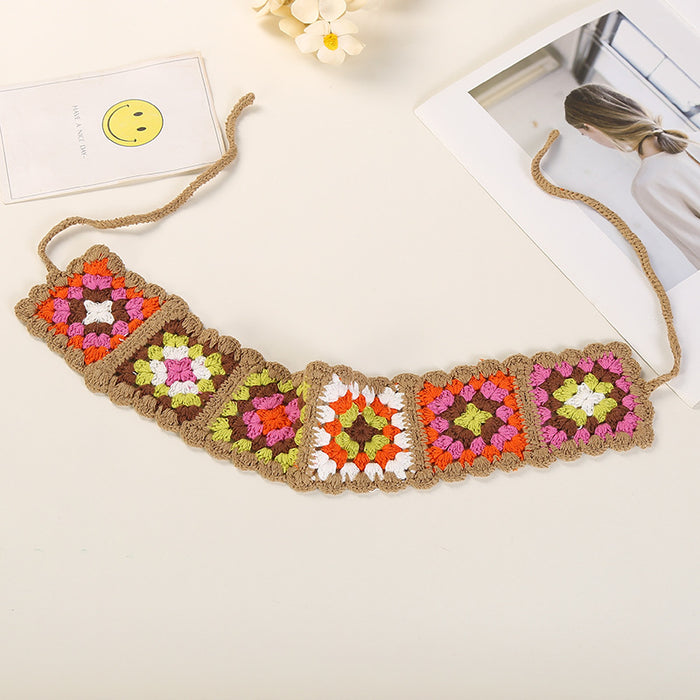 Wholesale Headband Cotton Crochet Knitting Hairband Pastoral Color Retro MOQ≥2 JDC-HD-YYang021