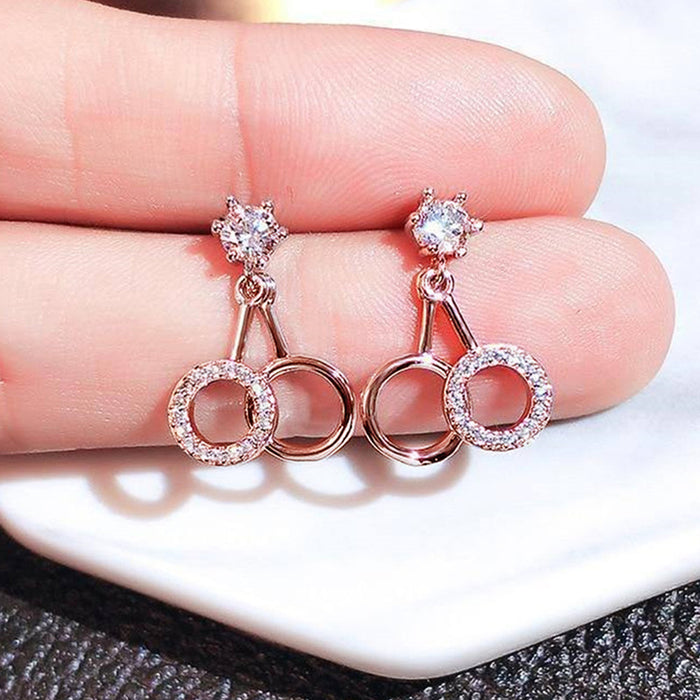 Wholesale Earrings Copper Diamond Double Hoop MOQ≥2 JDC-ES-PREMCAOS006