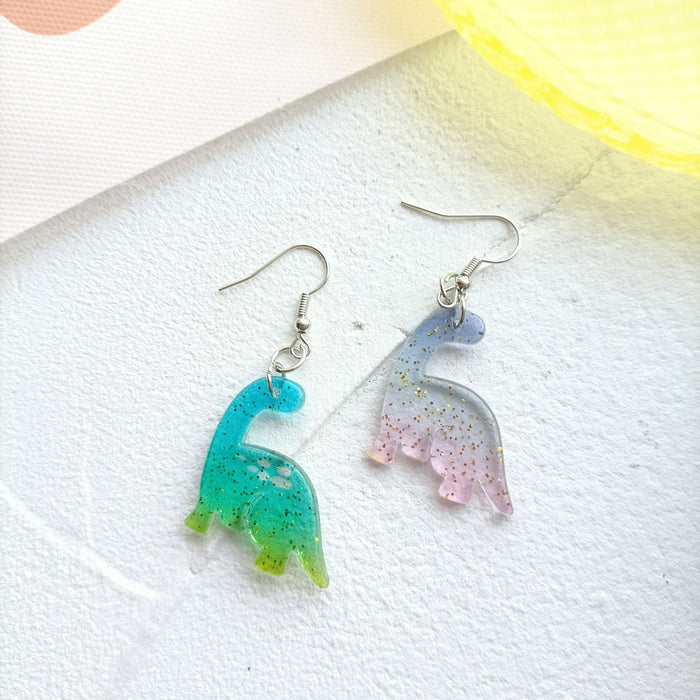 Wholesale Plastic Gradient Rainbow Dinosaur Earrings JDC-ES-MISUI012